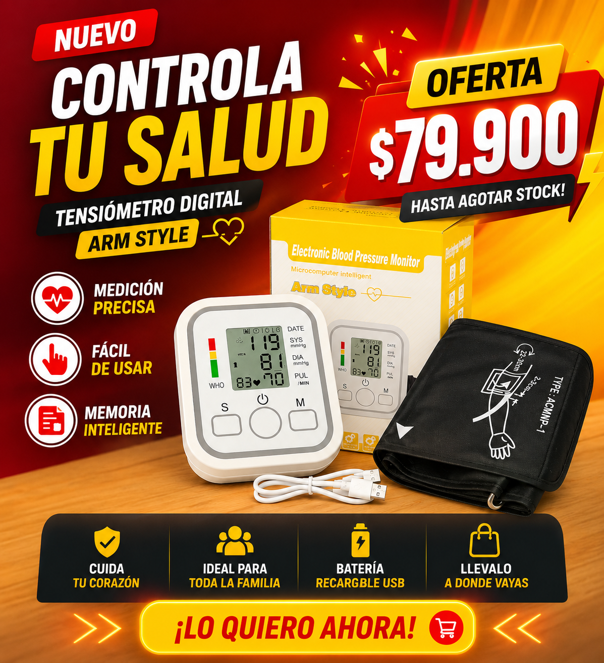 Tensiometro de Brazo DIGITAL: precision y seguridad para tu salud