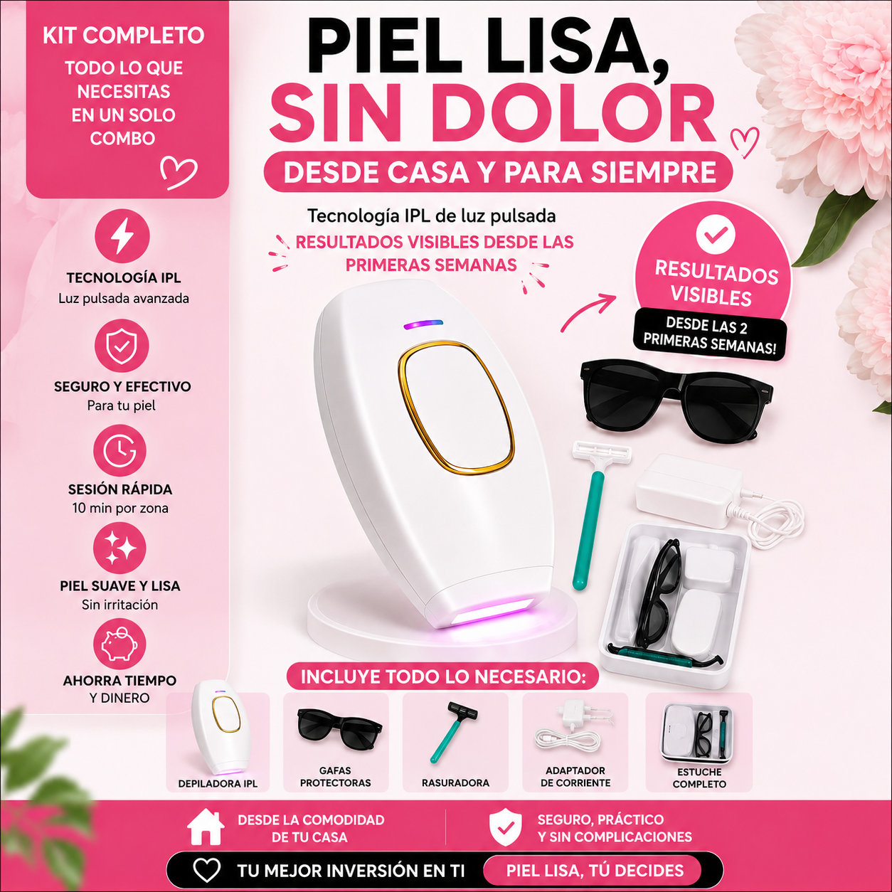 Depiladora IPL a LASER: Suavidad duradera en casa