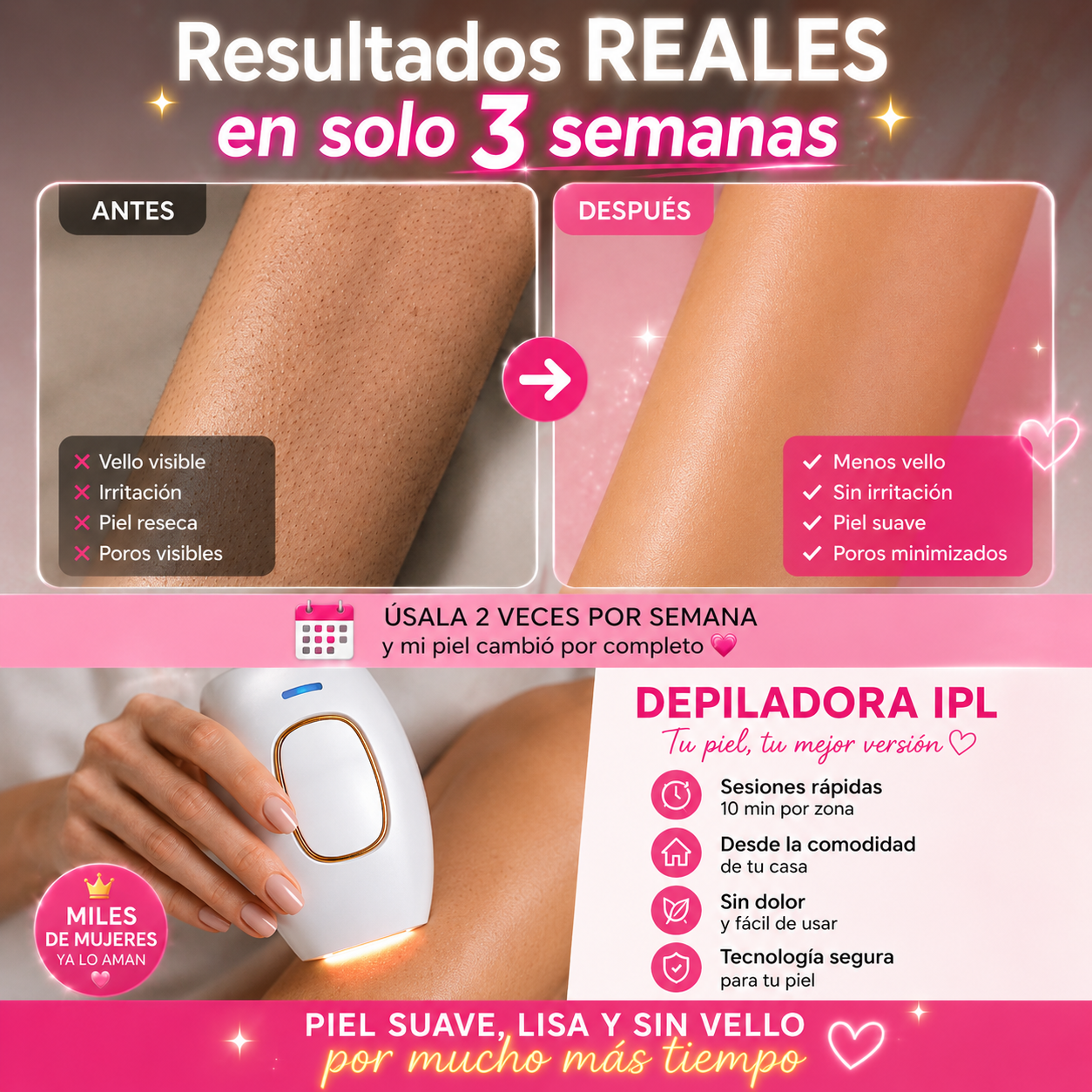Depiladora IPL a LASER: Suavidad duradera en casa