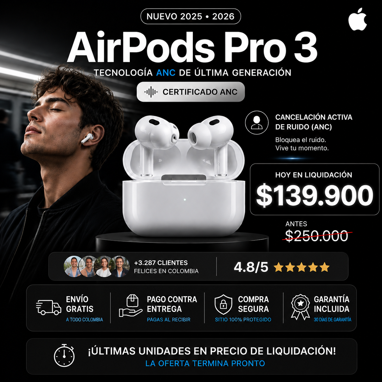 AirPods PRO 3: con certificado ANC