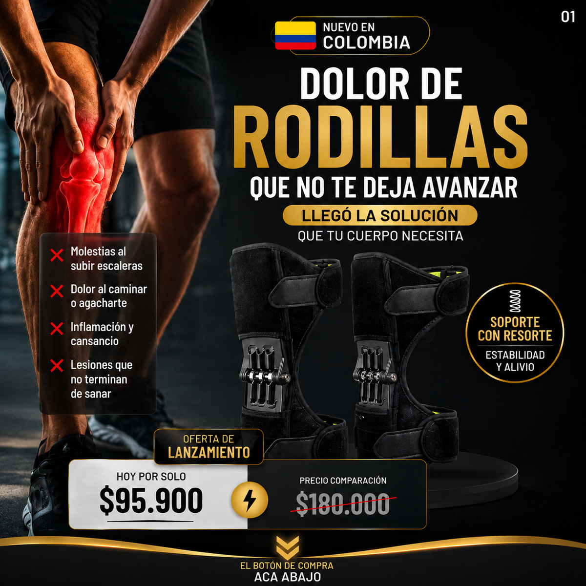 Rodillera Ortopedica con RESORTES