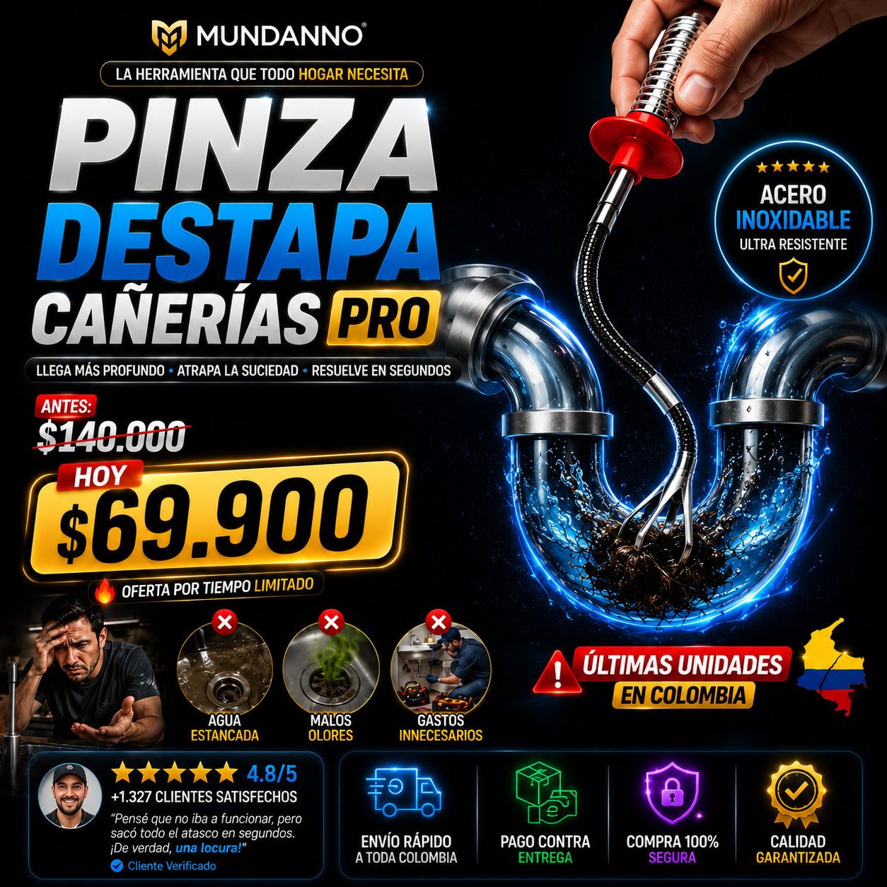 Pinza Destapa Cañerias: olvidate del plomero